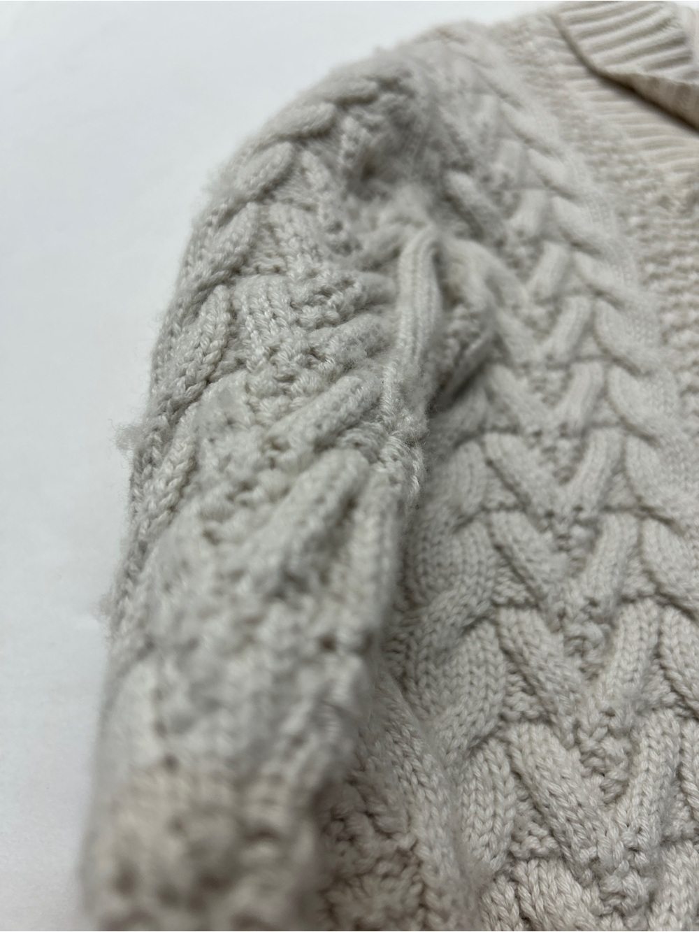 Janie and Jack Shawl Collar Cable Knit Sweater Pullover Cream Wool Blend - Picture 3 of 5